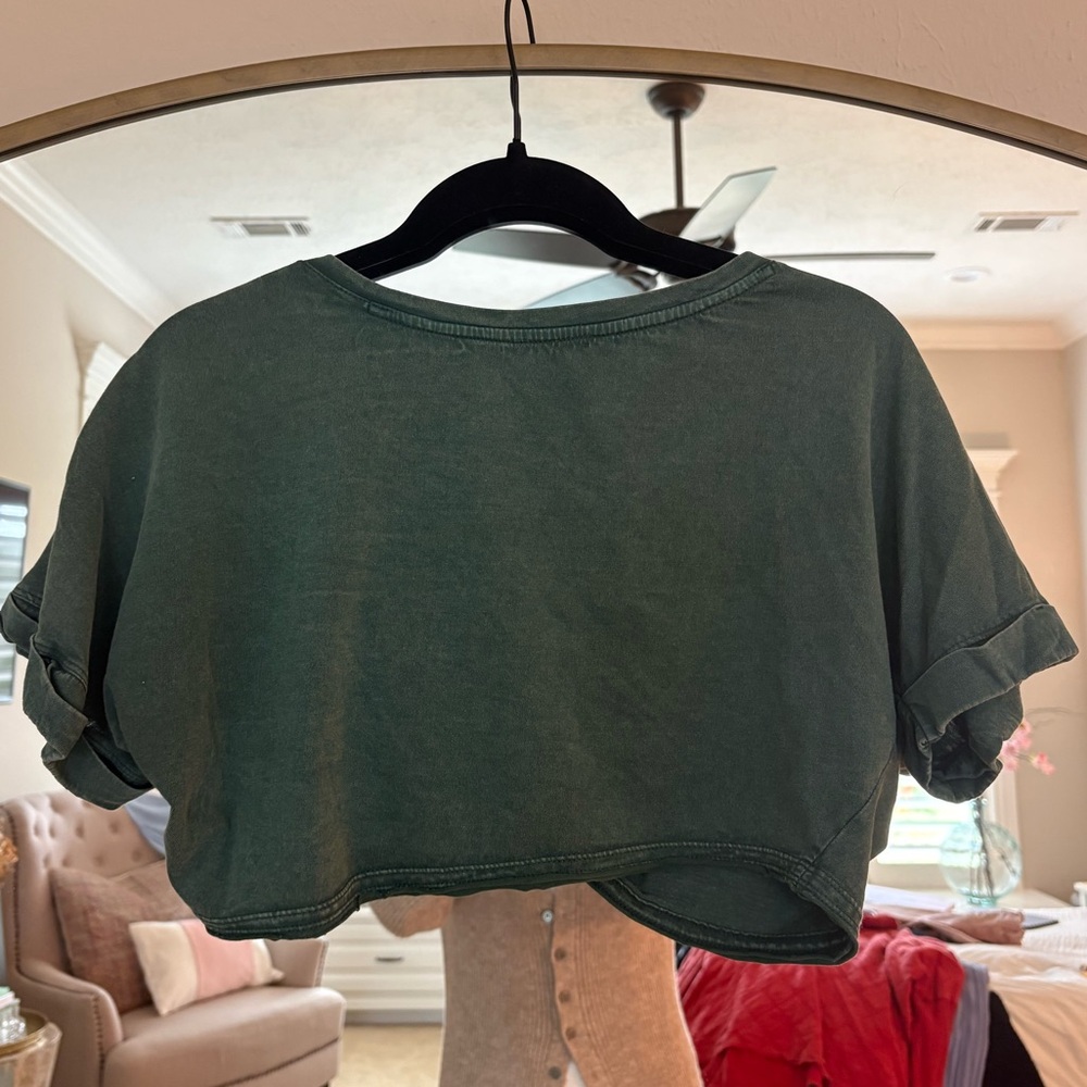 Anthropologie Forest Green Cropped Tee